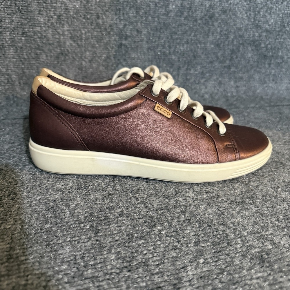 ecco Sneakers Womens 8 Soft 7 Metallic Lace Up Comfort Shoes Preppy Casual